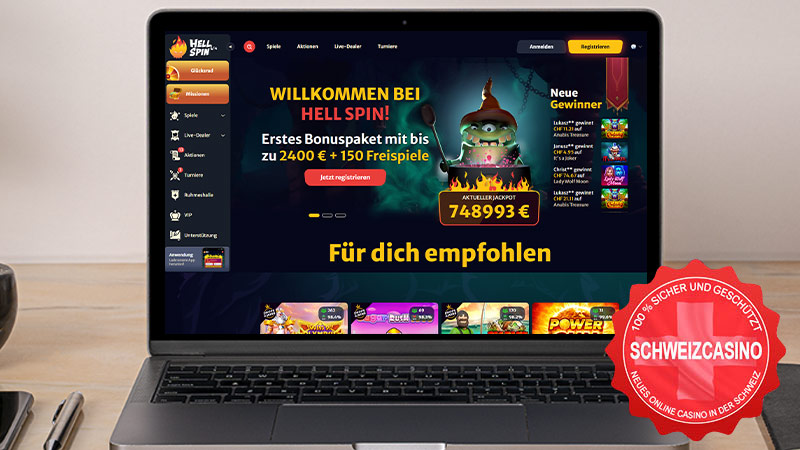 Hell Spin Casino auf dem Computerbildschirm