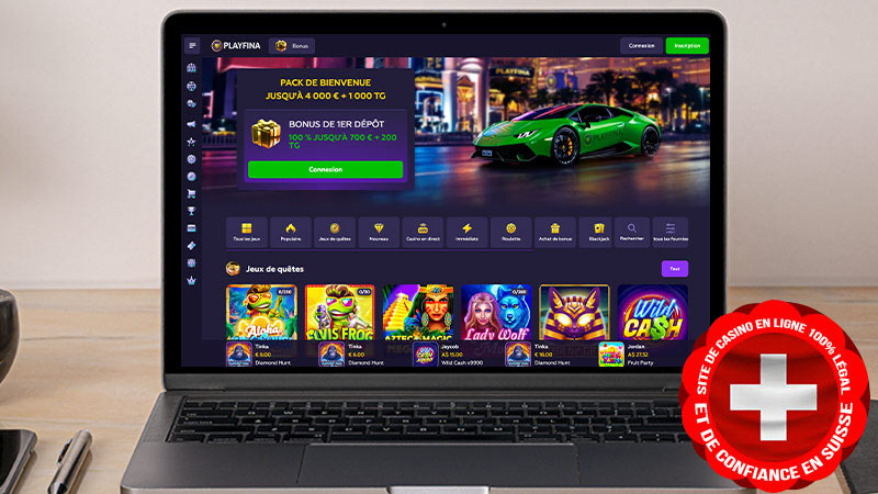 Playfina Casino sur l'écran de l'ordinateur