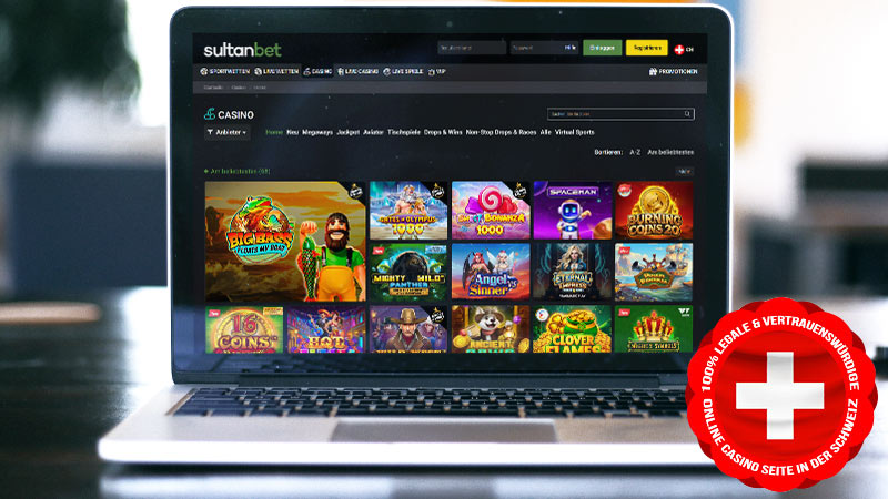 SultanBet Casino auf dem Computerbildschirm