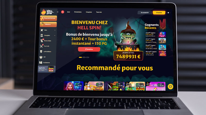 Hell Spin Casino sur l'écran de l'ordinateur