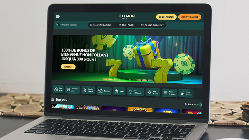 Lemon Casino sur l'écran de l'ordinateur