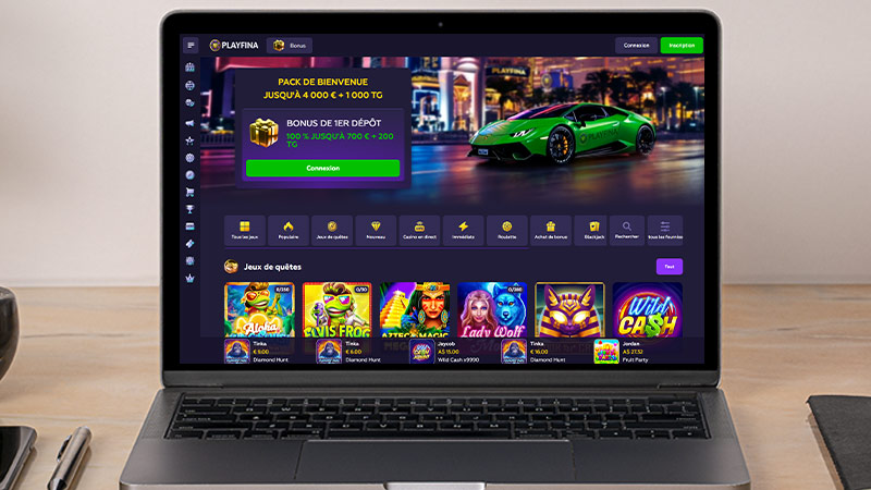 Playfina Casino sur l'écran de l'ordinateur