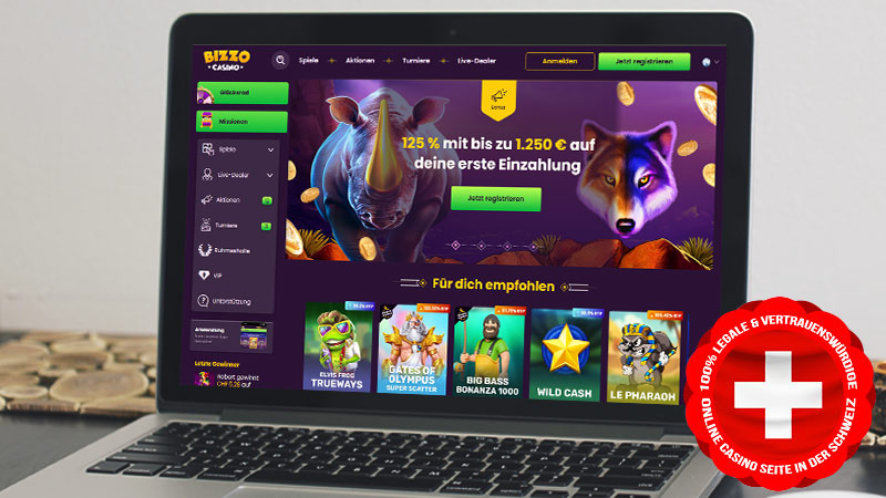 Bizzo Casino auf dem Computerbildschirm