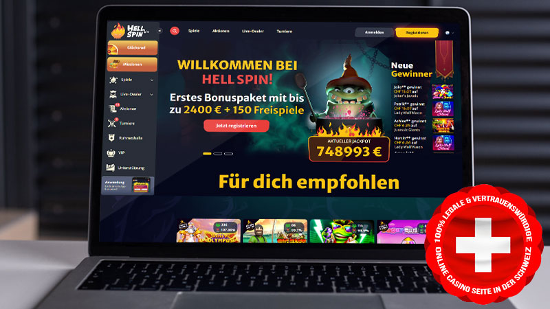 Hell Spin Casino auf dem Computerbildschirm