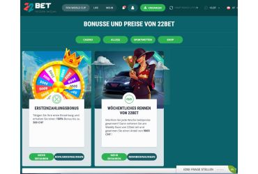 22bet Casino - Aktionsseite 