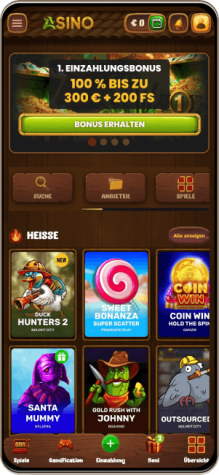 Screenshot der mobilen Version von Asino Casino