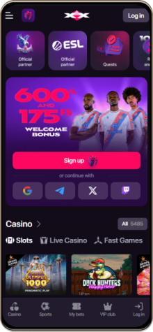 Screenshot der mobilen Version von Chexx Casino