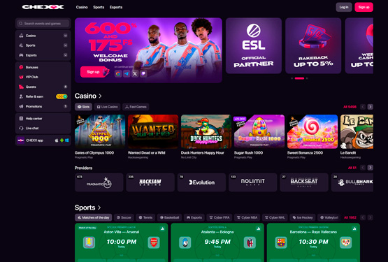 Chexx Casino-Hauptseite