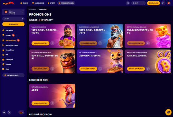 Dazard Casino-Aktionsseite