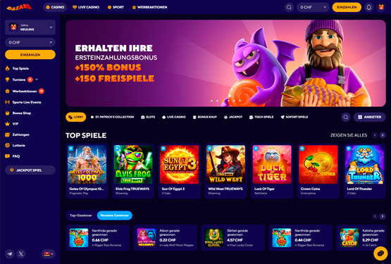 Dazard Casino-Hauptseite