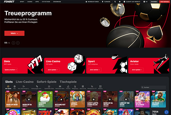Fonbet Casino-Hauptseite
