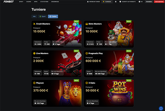 Fonbet Casino-Turnierseite