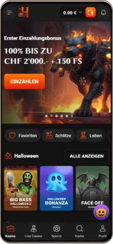 HadesBet Casino auf einem Mobiltelefon