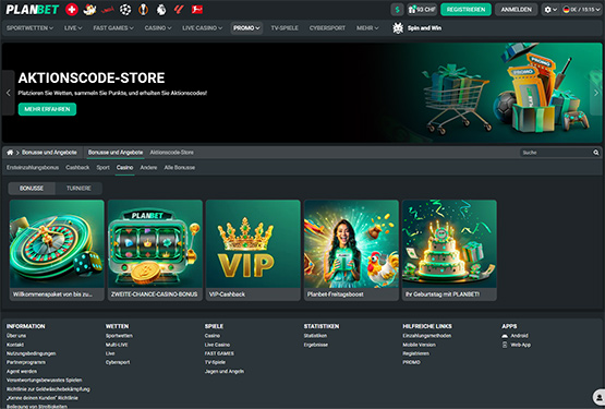Planbet Casino-Aktionsseite