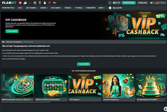 Planbet Casino VIP-Cashback