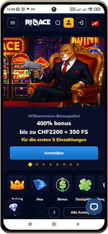 Screenshot der mobilen Version von RioAce Casino