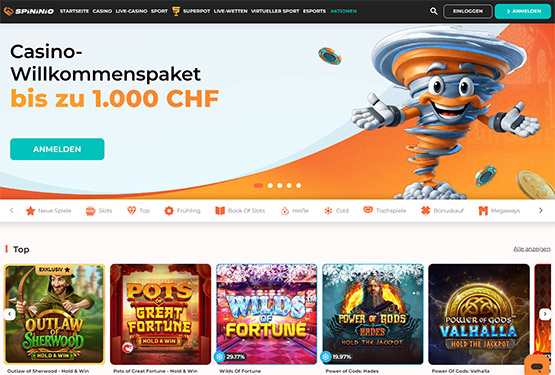 Spininio Casino-Hauptseite