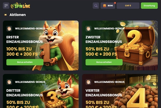 Spinline Casino-Aktionsseite