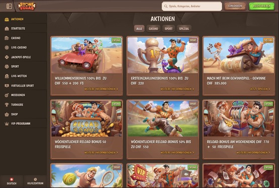 Stonevegas Casino-Aktionsseite