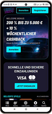 Screenshot der mobilen Version von Turbowins Casino