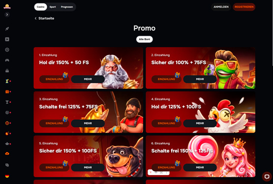 Wynora.win Casino Bonusseite