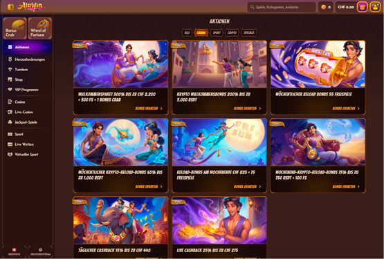 Alawin Casino-Aktionsseite
