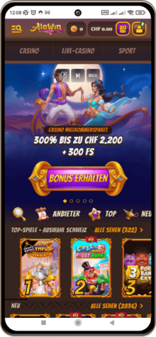 Screenshot der mobilen Version von Alawin Casino