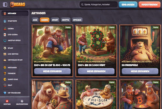 Bearo Casino-Aktionsseite