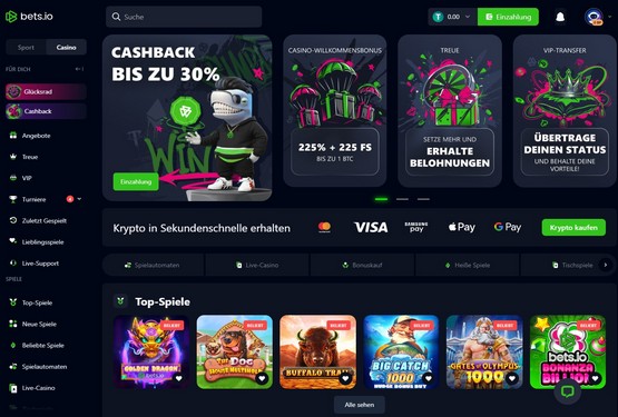 Betsio Casino-Hauptseite