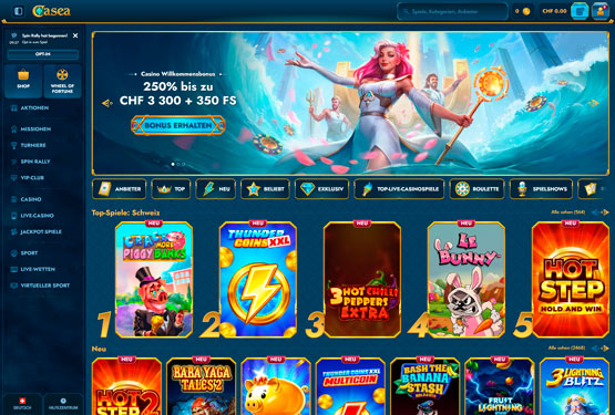 Casea Casino-Hauptseite