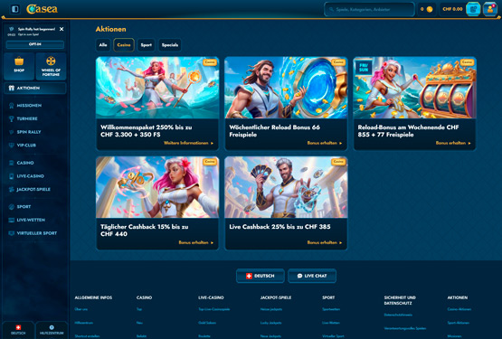 Casea Casino-Aktionsseite