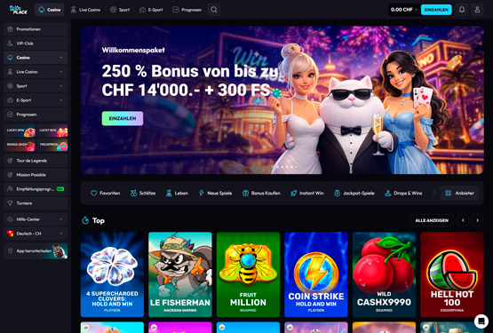 WinPlace Casino-Hauptseite