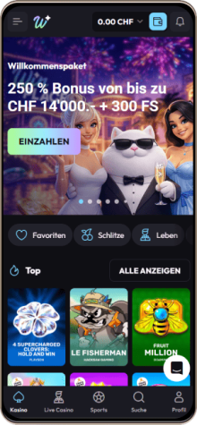 Screenshot der mobilen Version von WinPlace Casino