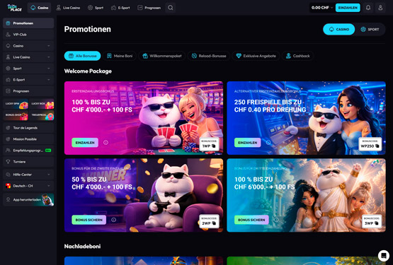 WinPlace Casino-Aktionsseite