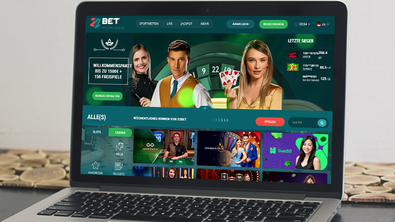 22Bet Casino auf dem Computerbildschirm